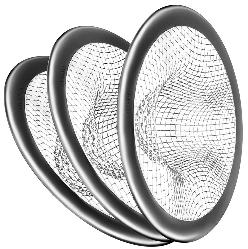 OFXDD Sink Strainer 3 Inch - Mesh Drain Hair Catcher for Bathtub - Kitchen Drain Catcher for Food, Waste, of Stainless Steel, 3 Pcs - Image 1